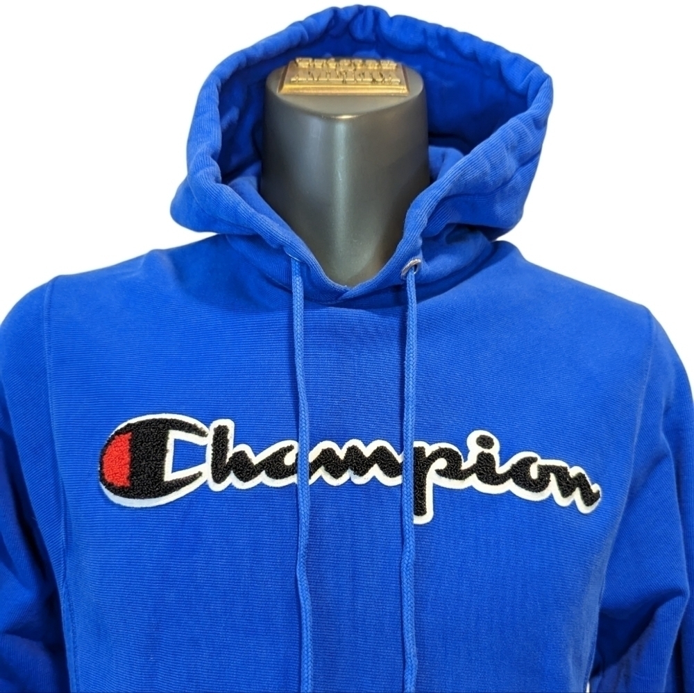 Champion Blue Hoodie Small Spell Out